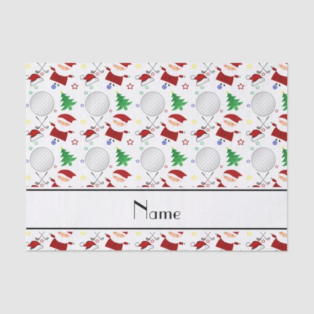 Personalized name white christmas golfing tissue paper (Front)
