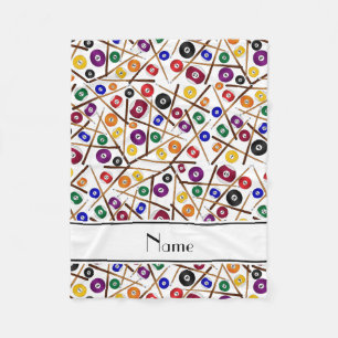 Personalized name white colourful pool pattern fleece blanket