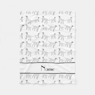 Personalized name white dalmatian dogs fleece blanket