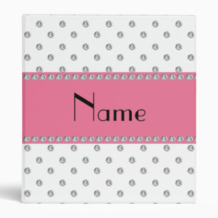 Personalized name white diamonds binder