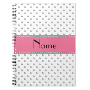 Personalized name white diamonds notebook