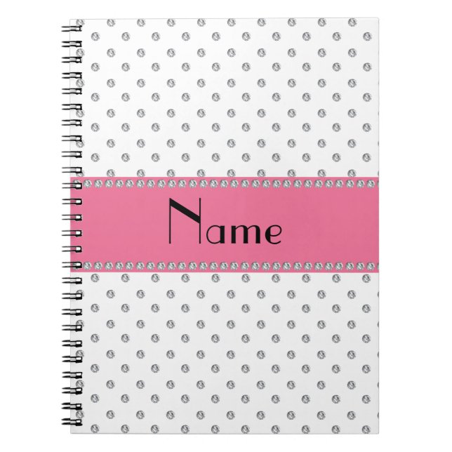 Personalized name white diamonds notebook (Front)