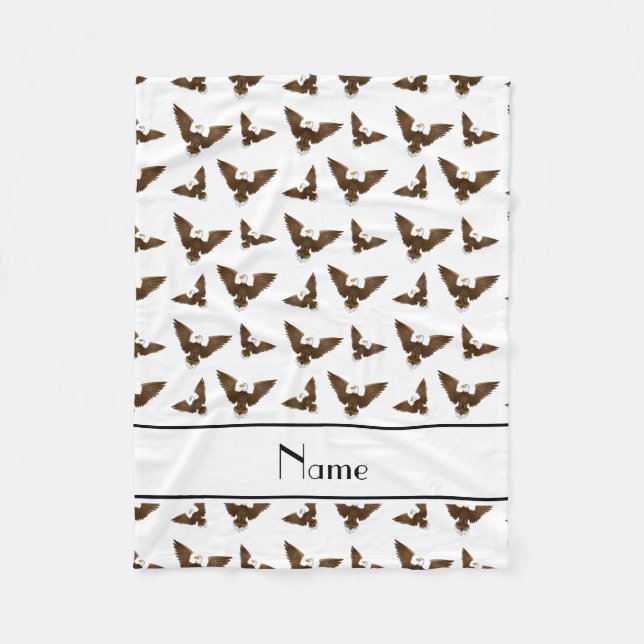 Personalized name white eagles fleece blanket (Front)