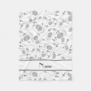 Personalized name white fencing pattern fleece blanket