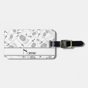 Personalized name white fencing pattern luggage tag