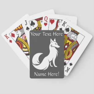 Personalized Name White Fox Game Playing Cards