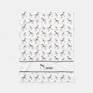 Personalized name white fox terrier dogs fleece blanket