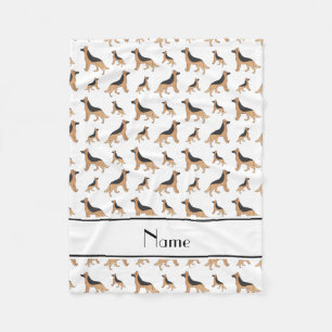 Personalized name white German Shepherd dogs Fleece Blanket