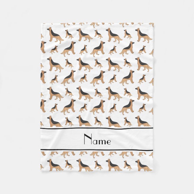 Personalized name white German Shepherd dogs Fleece Blanket (Front)
