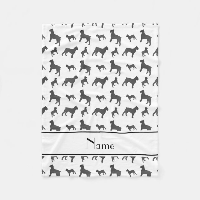 Personalized name white Giant Schnauzer dogs Fleece Blanket (Front)