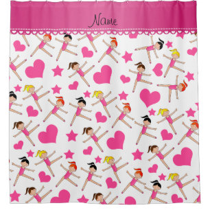 Personalized name white girl gymnasts hearts stars