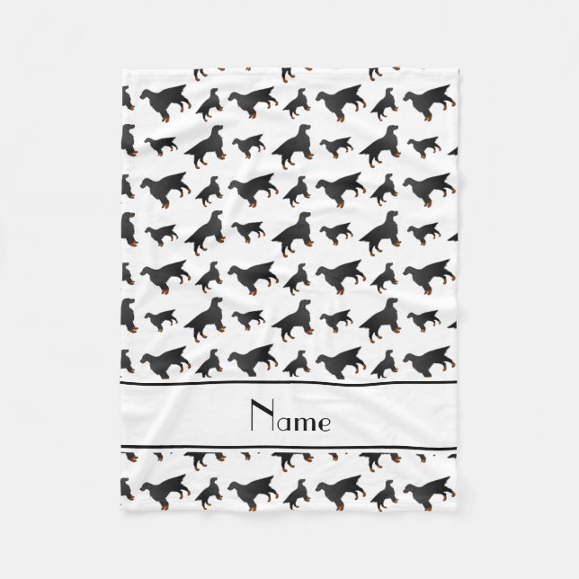 Personalized name white gordon setter dogs fleece blanket (Front)