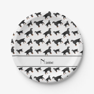 Personalized name white gordon setter dogs paper plate
