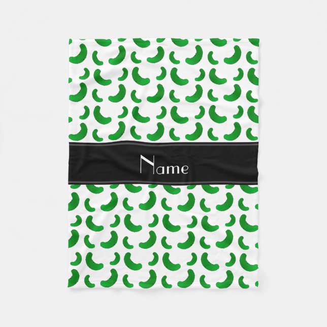 Personalized name white green pickles fleece blanket (Front)