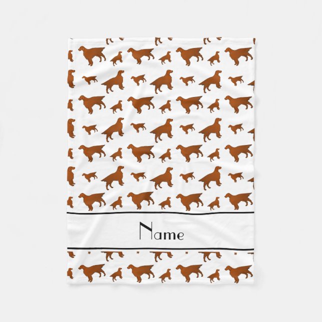 Personalized name white irish setter dogs fleece blanket (Front)