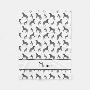 Personalized name white Irish wolfhound dogs Fleece Blanket