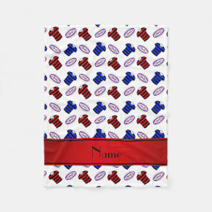 Personalized name white jerseys rugby balls fleece blanket