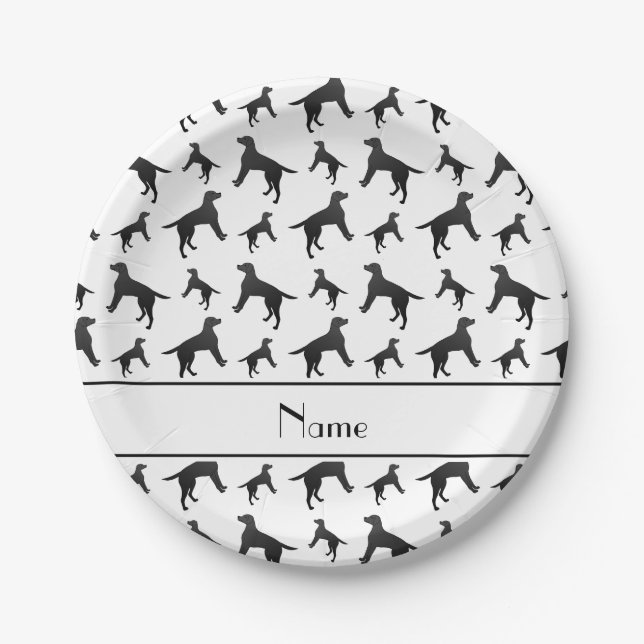 Personalized name white Labrador Retriever dogs Paper Plate (Front)