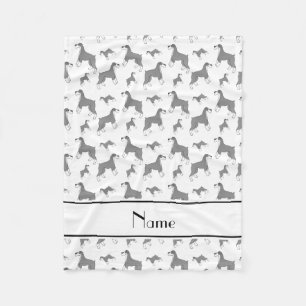 Personalized name white Miniature Schnauzer dogs Fleece Blanket