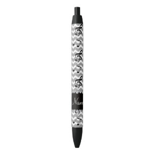Personalized name white music notes chevrons black ink pen
