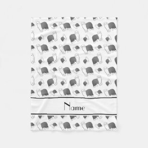 Personalized name white Old English Sheepdog dogs Fleece Blanket