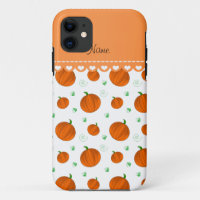 Personalized name white orange pumpkins