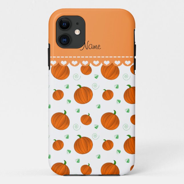 Personalized name white orange pumpkins Case-Mate iPhone case (Back)