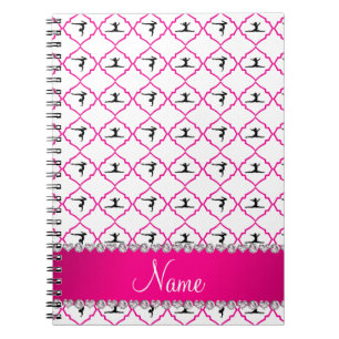 Personalized name white pink moroccan gymnastics notebook