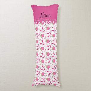 Personalized name white pink penguins cupcakes body pillow