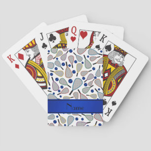 Personalized name white racquetball pattern playing cards