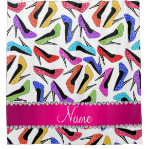 Personalized name white rainbow leopard high heels