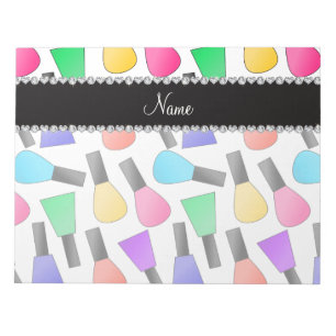 Personalized name white rainbow nail polish notepad