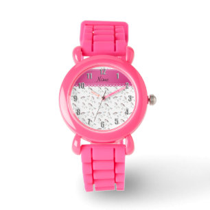 Personalized name white rainbow unicorns watch