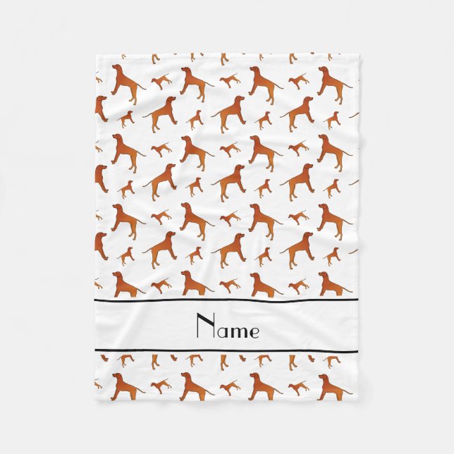 Personalized name white Rhodesian ridgeback dogs Fleece Blanket (Front)