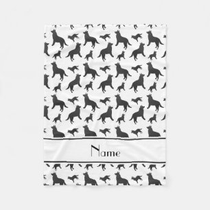 Personalized name white Schipperke dogs Fleece Blanket