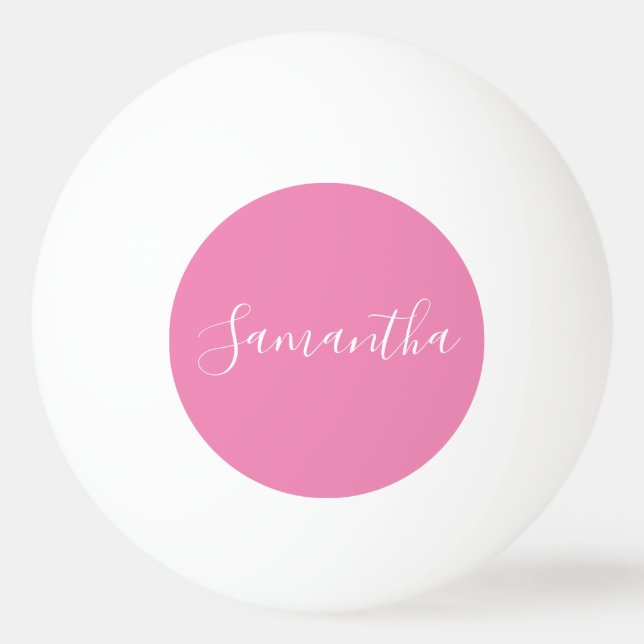 Personalized Name White Script On Pink  Ping Pong Ball (Front)