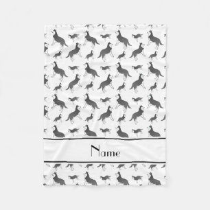 Personalized name white siberian husky dogs fleece blanket