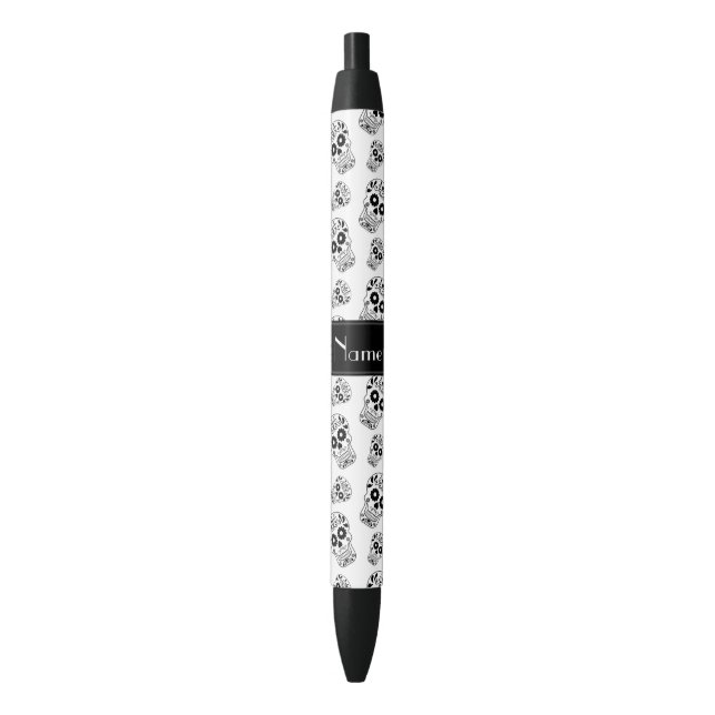 Personalized name white sugar skulls black ink pen (Front Vertical)