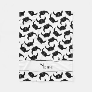 Personalized name white viking hat pattern fleece blanket