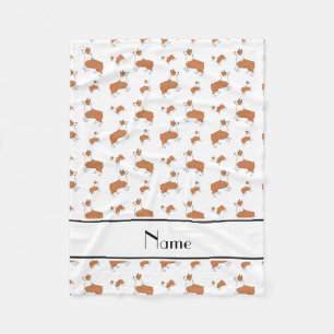 Personalized name white Welsh corgi pembroke dogs Fleece Blanket