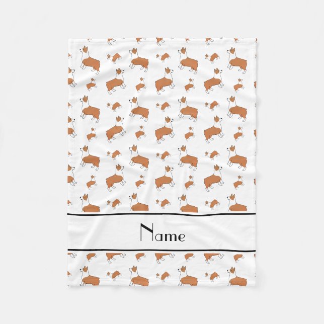 Personalized name white Welsh corgi pembroke dogs Fleece Blanket (Front)