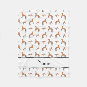 Personalized name white Whippet dogs Fleece Blanket