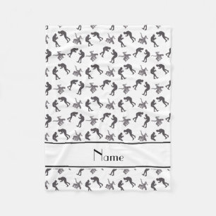 Personalized name white wrestlers fleece blanket