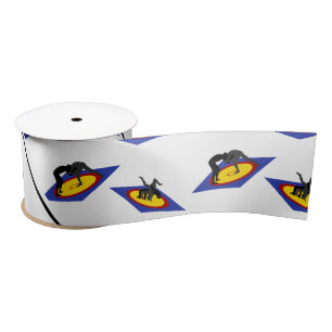 Personalized name white wrestlers on mat satin ribbon
