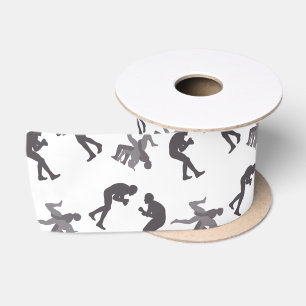 Personalized name white wrestlers satin ribbon