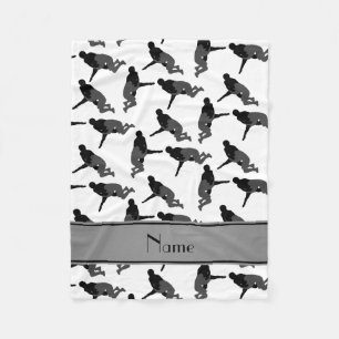 Personalized name white wrestling fleece blanket