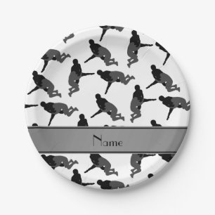 Personalized name white wrestling paper plate