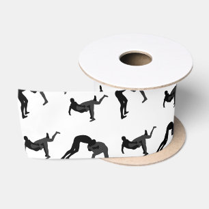 Personalized name white wrestling silhouettes satin ribbon