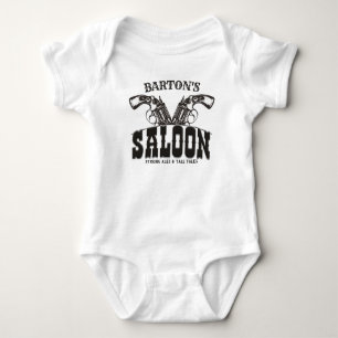Personalized NAME Wild West Gun Revolver Saloon Baby Bodysuit