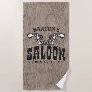 Personalized NAME Wild West Gun Revolver Saloon Beach Towel